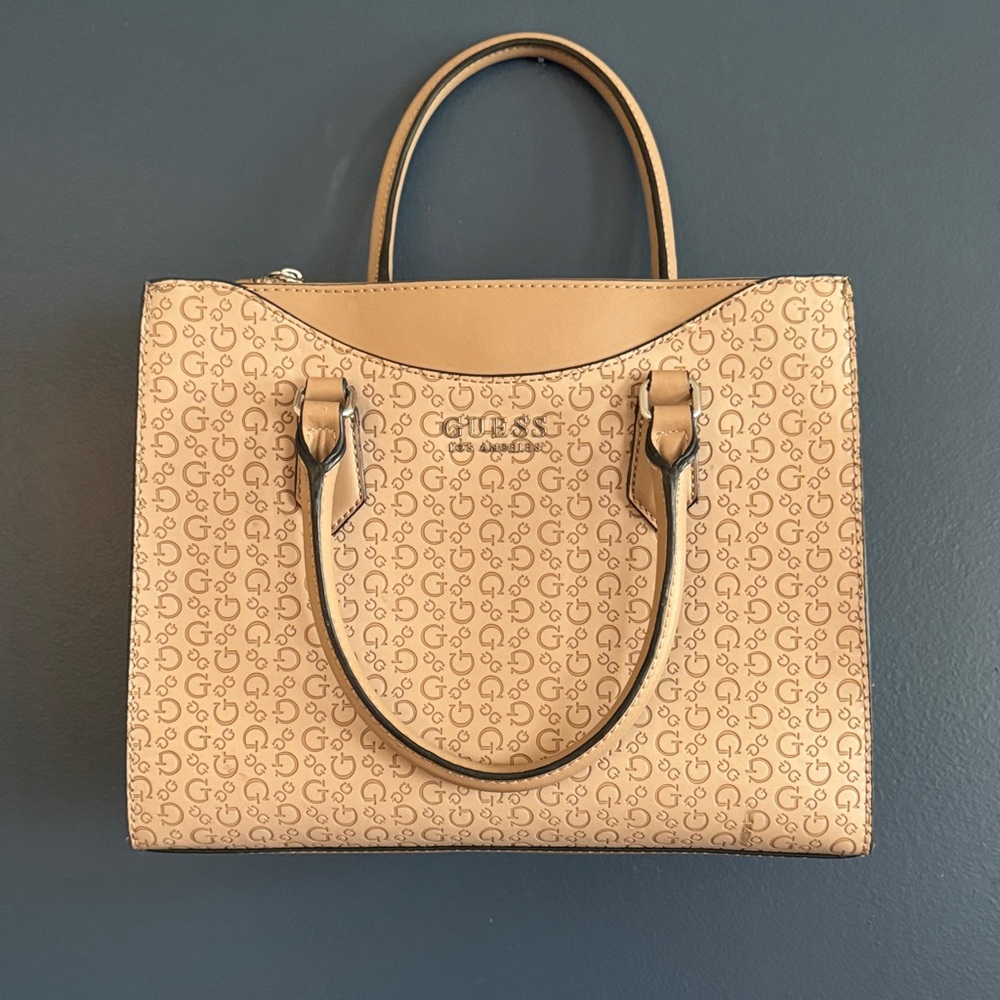 NWOT Guess  Beige Logo-Print Satchel